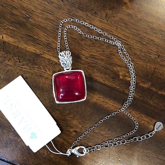 BARSE Red Garnet Cabochon and Silver Filigree Reversible Pendant NWT - Picture 5 of 7